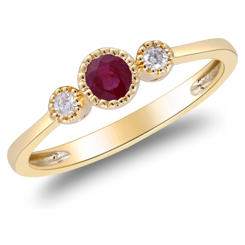 Anillo de compromiso personalizado con gema y corte redondo en oro de 10 quilates-4
