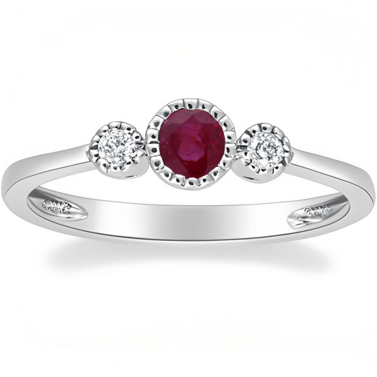 10K White Gold Round Cut Custom Engagement Ring Gemstone Ring