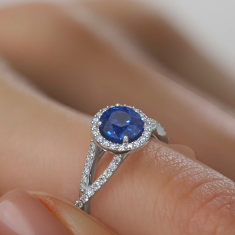 Anillo de compromiso con símbolo de infinito personalizado, corte redondo, oro blanco de 14 quilates, anillo de aniversario con gema-3