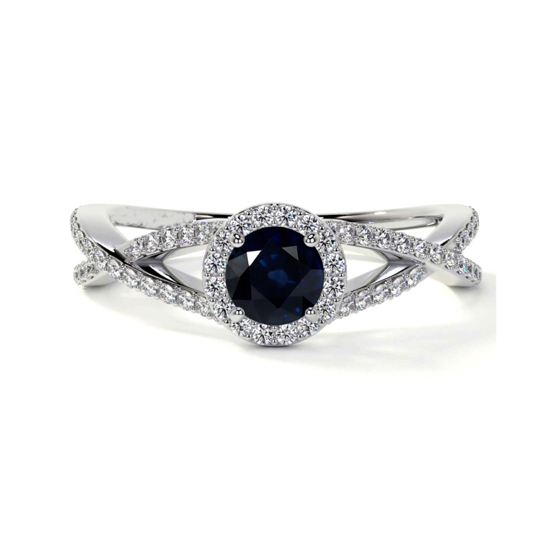 Anillo de compromiso con símbolo de infinito personalizado, corte redondo, oro blanco de 10 quilates, anillo de aniversario con gema-9