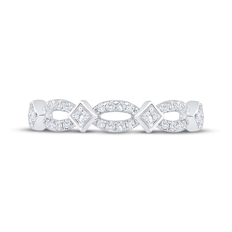 Anillo apilable personalizado de oro blanco de 14 quilates con diamante de talla redonda, color I, claridad I2, certificado 3EX por IGI.-4