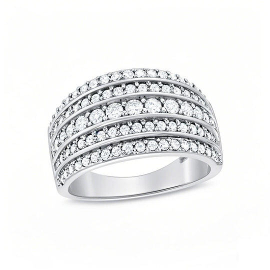 10K White Gold Round Cut Diamond Custom Stackable Ring K Color I3 Clarity 3EX IGI Certified