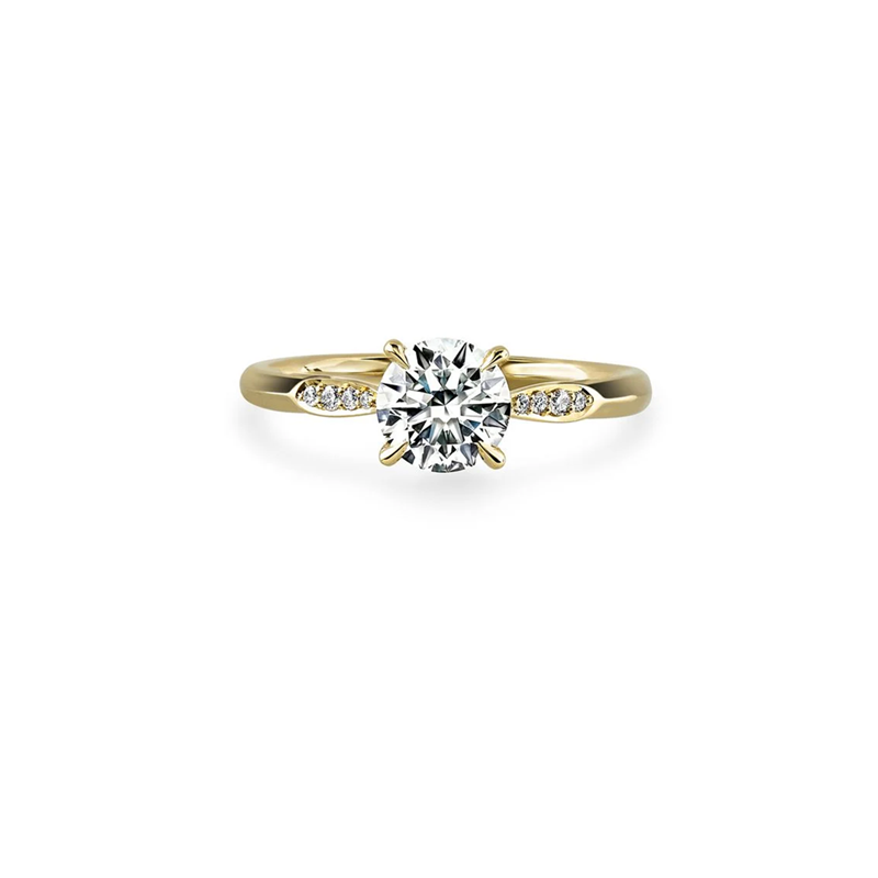 Anillo de compromiso de oro de 10 quilates con moissanita de talla redonda y halo-3