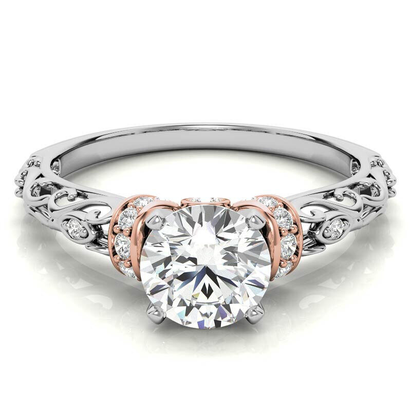 Anillo de compromiso de oro blanco de 18 quilates con moissanita de talla redonda y halo-1