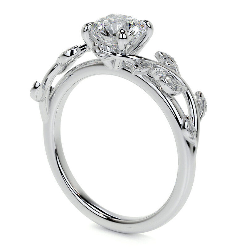 10K Rose Gold 1 to 6 CT Round Cut Moissanite Ivy Natural Inspired Engagement Ring-6