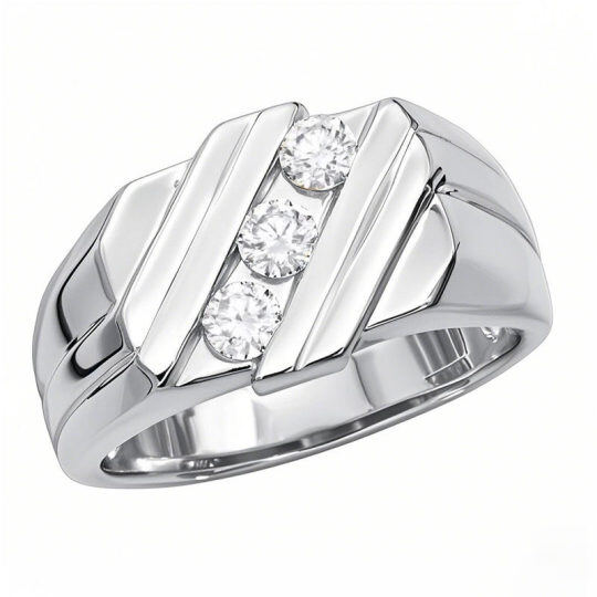 10K White Gold Round Cut Lab Created Diamond Custom Band D Color VVS Clarity 3EX IGI Certified