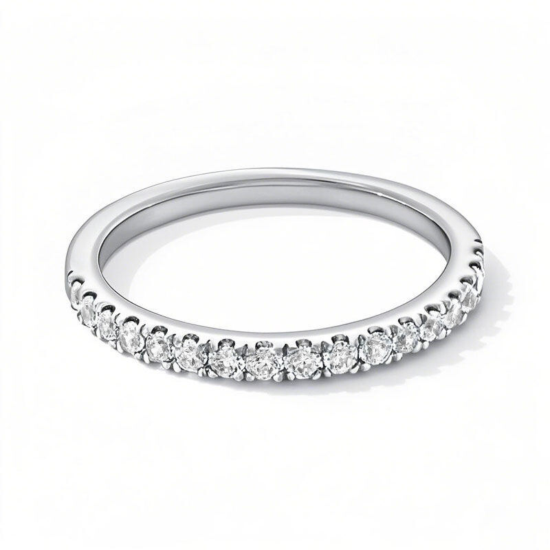 10K White Gold Round Cut Lab Created Diamond Custom Wedding Band F Color VS2 Clarity 3EX-13
