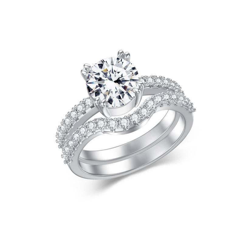 Anillo personalizado de platino con moissanita de diamante de corte redondo creado en laboratorio con certificación IGI 3EX-1