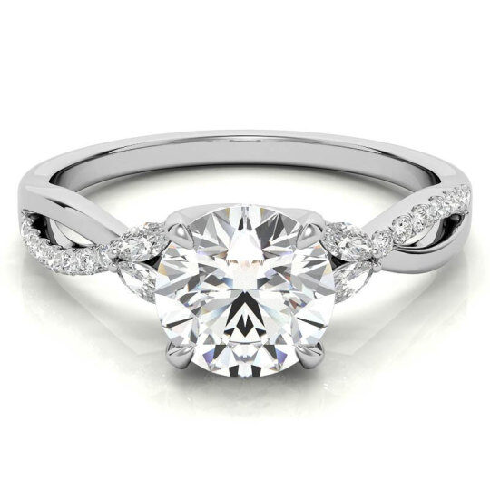 Bague de fiançailles en or blanc 10 carats avec moissanite taille ronde