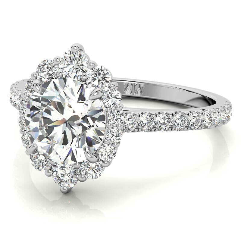 18K Gold Round Cut Moissanite Engagement Ring-4
