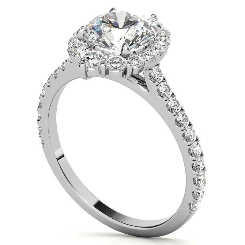 18K Gold Round Cut Moissanite Engagement Ring-5