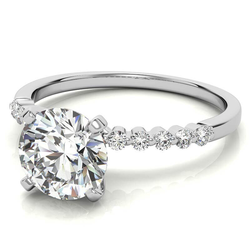 Anillo de compromiso de oro blanco de 10 quilates con moissanita de talla redonda-3