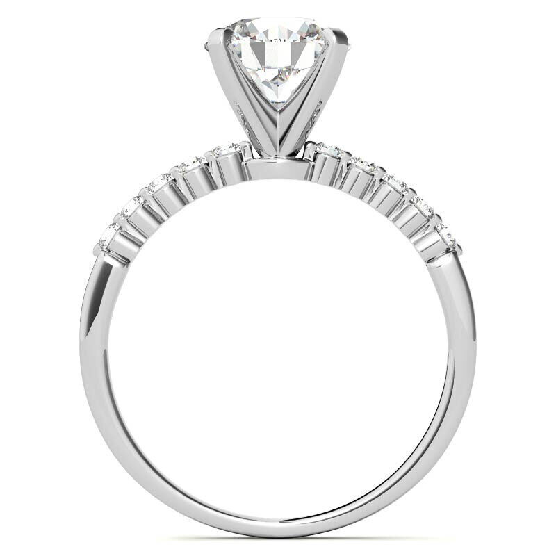 Anillo de compromiso de oro blanco de 10 quilates con moissanita de talla redonda-4