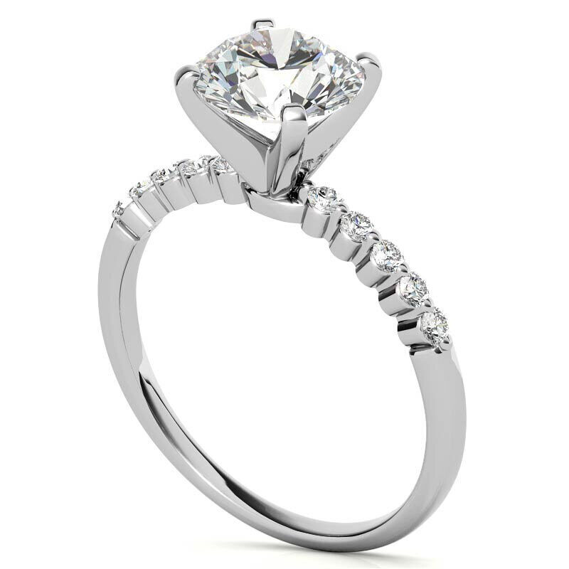 Anillo de compromiso de oro blanco de 10 quilates con moissanita de talla redonda-5