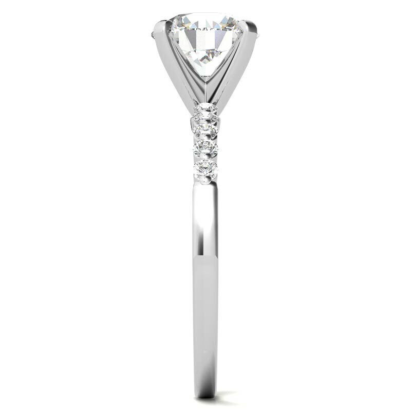 Anillo de compromiso de oro blanco de 10 quilates con moissanita de talla redonda-6