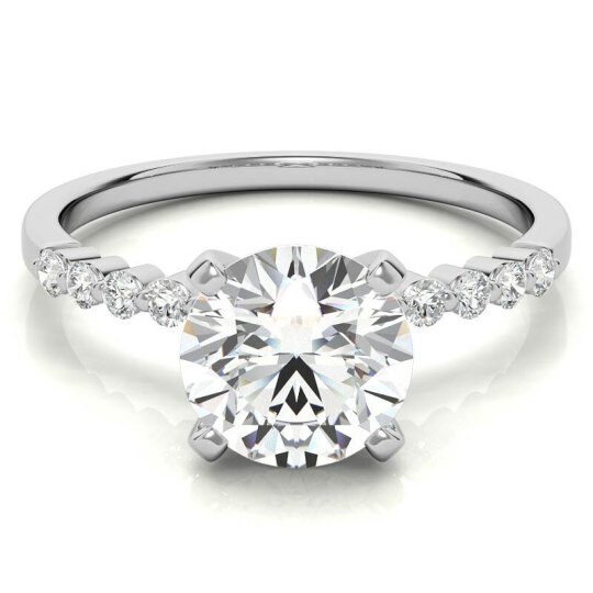 Bague de fiançailles en or blanc 10 carats avec moissanite taille ronde