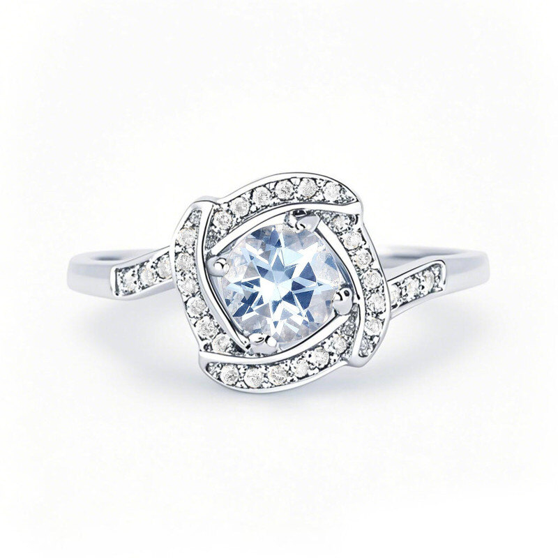 Anillo de oro blanco de 14 quilates con moissanita de talla redonda-1