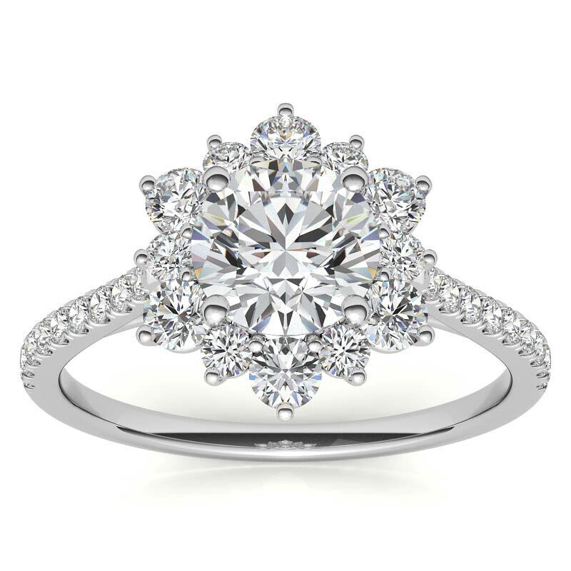 18K Gold Round Cut Snowflake Moissanite Engagement Ring-3
