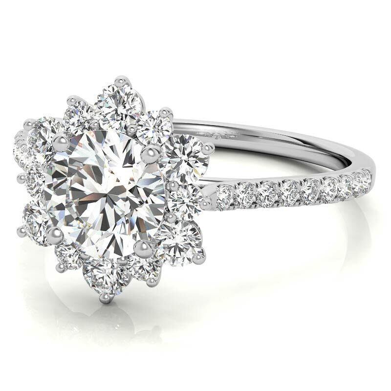18K Gold Round Cut Snowflake Moissanite Engagement Ring-4