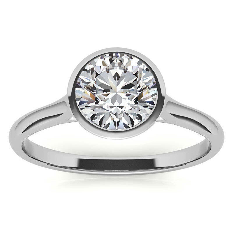 Anillo de compromiso solitario de moissanita de talla redonda en oro blanco de 10 quilates-3