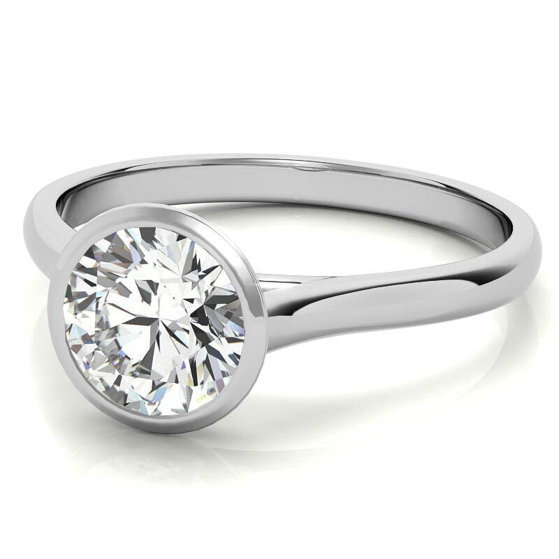Anillo de compromiso solitario de moissanita de talla redonda en oro blanco de 10 quilates-4