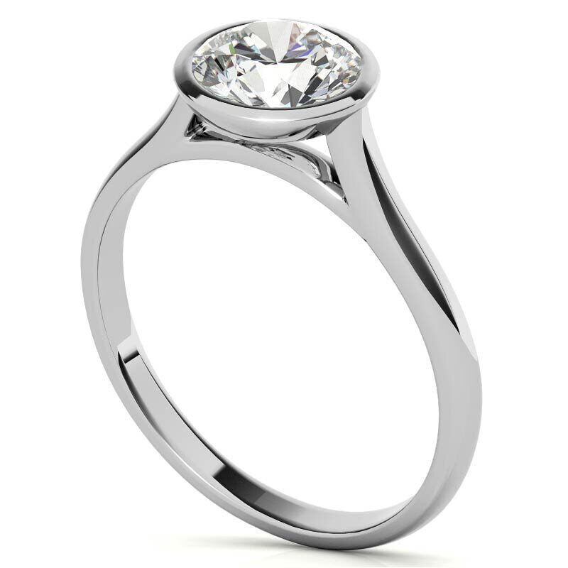 Anillo de compromiso solitario de moissanita de talla redonda en oro blanco de 10 quilates-6