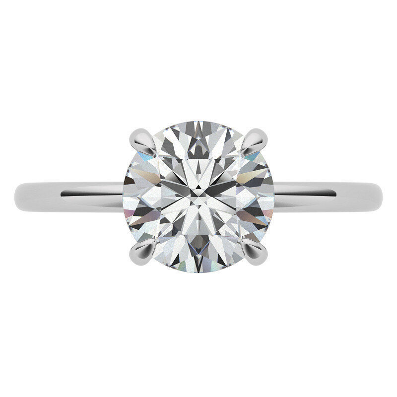 18K Rose Gold Round Cut Moissanite Hidden Halo Engagement Ring-3
