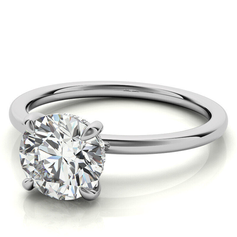 18K Rose Gold Round Cut Moissanite Hidden Halo Engagement Ring-4