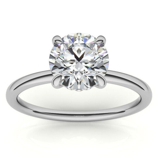 Bague de fiançailles solitaire en or blanc 10 carats avec moissanite taille ronde
