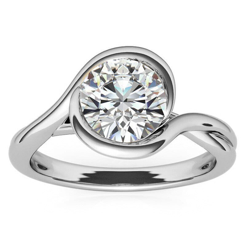Anillo de compromiso solitario de platino con moissanita de talla redonda-3