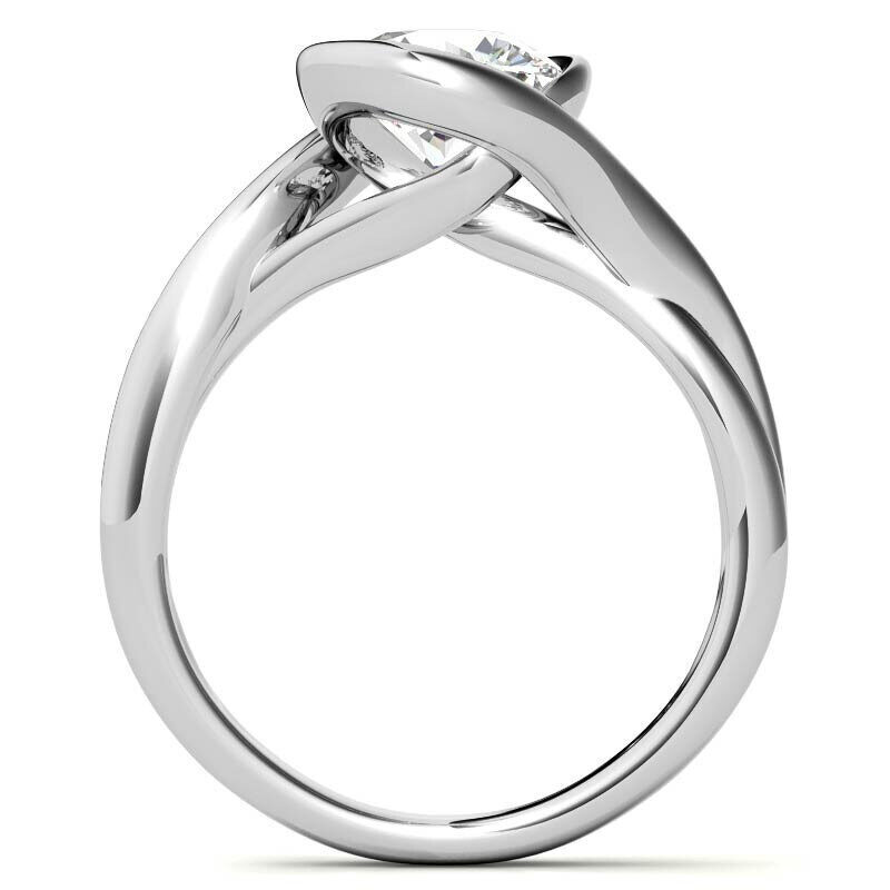 Anillo de compromiso solitario de platino con moissanita de talla redonda-5