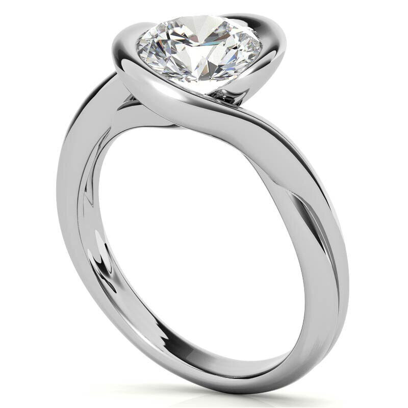 Anillo de compromiso solitario de platino con moissanita de talla redonda-6