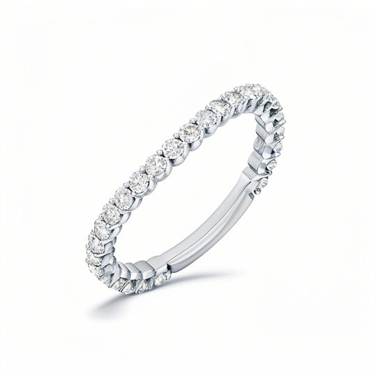 10K White Gold Round Lab Created Diamond Custom Wedding Ring D Color VVS1-VS1 Clarity 3EX