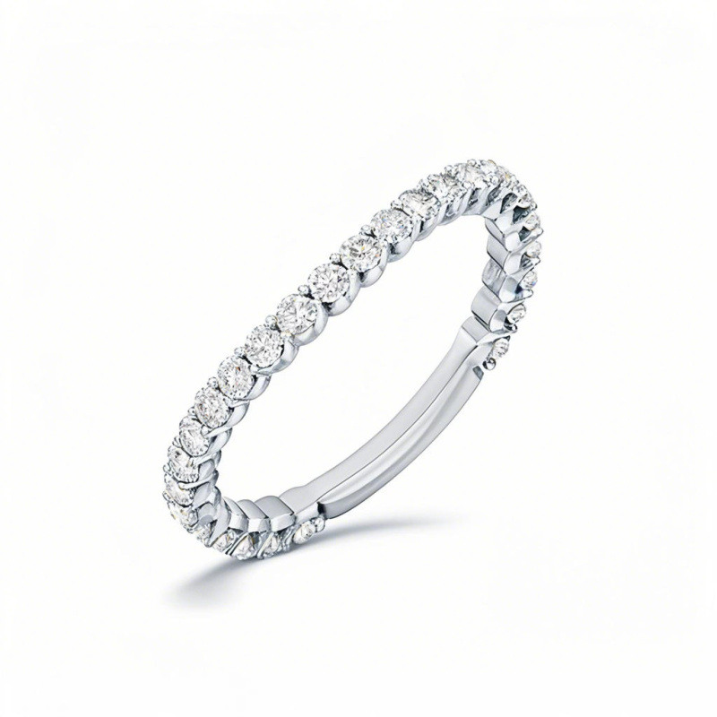 10K White Gold Round Lab Created Diamond Custom Wedding Ring D Color VVS1-VS1 Clarity 3EX-9