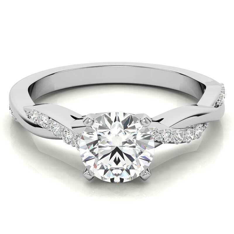 Anillo de compromiso de oro blanco de 14 quilates con moissanita redonda-1