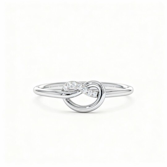 10K White Gold 0.04 CT Diamond Custom Wedding Ring G Color SI Clarity 3EX