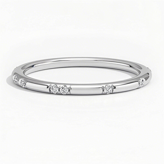 10K White Gold 0.07 CTW Round Cut Diamond Custom Wedding Ring D Color VVS1-VS1 Clarity 3EX