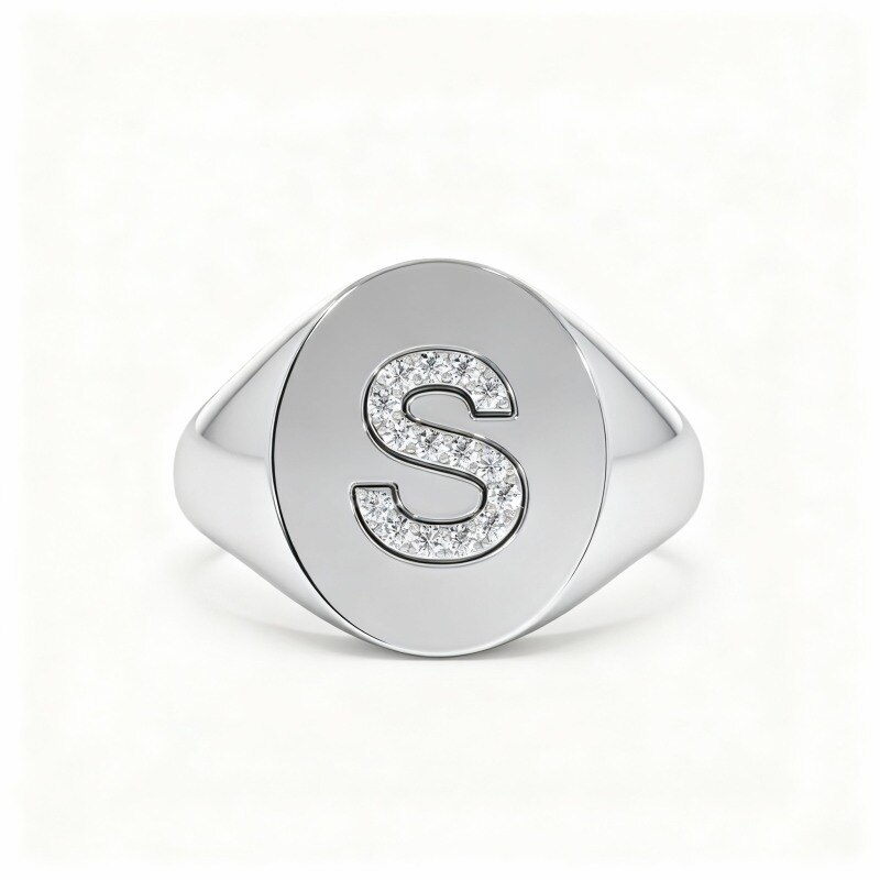 Anillo personalizado de oro blanco de 10 quilates con diamantes de laboratorio de 0,1 quilates, color D, claridad VVS, 3EX.-4