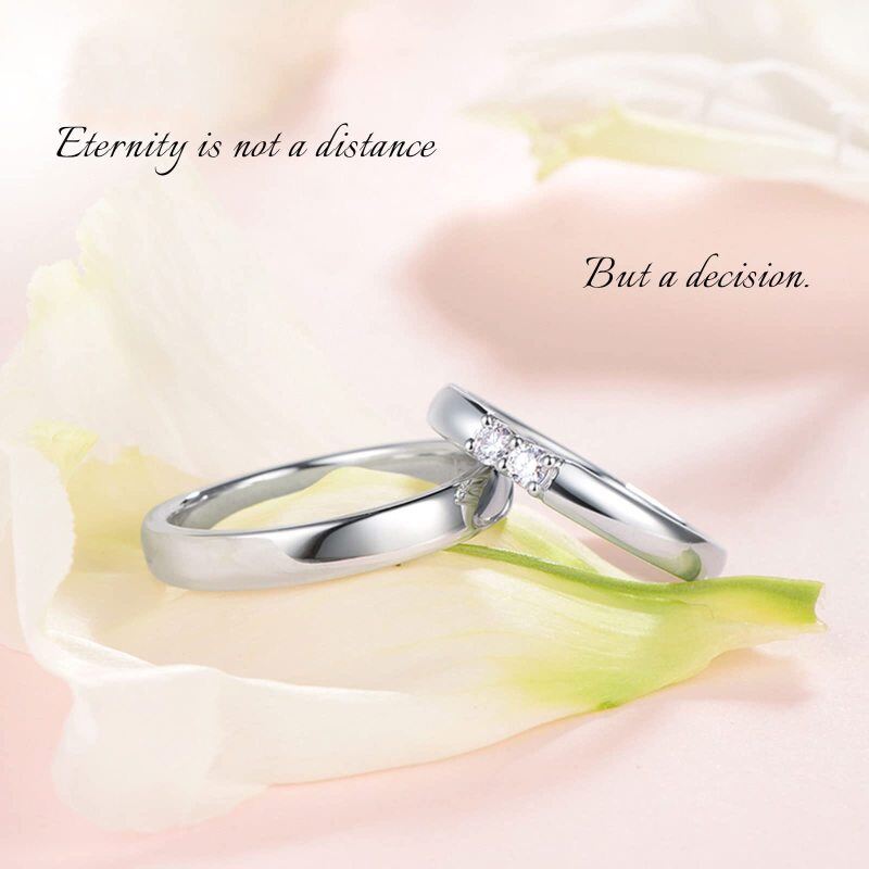 Bagues de couple personnalisées en or rose 10 carats avec diamant rond de 0,1 carat cultivé en laboratoire-5