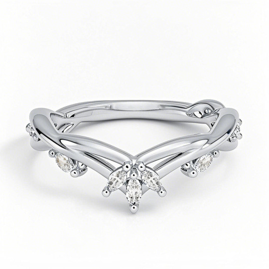 10K White Gold 0.25 CTW Marquise Cut Diamond Custom Wedding Ring D Color VVS1-VS1 Clarity 3EX