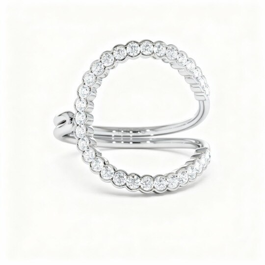 10-karätiger Weißgold-Ehering mit 0,55 ct Labor-Diamanten, individuell angefertigt, Farbe D, Reinheit VVS 3EX