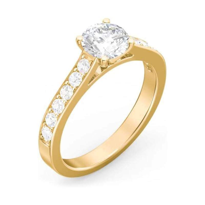 10K White Gold 0.5 to 3 CT Round Lab Created Diamond Engagement Ring D VVS1-VS1 Clarity 3EX-3