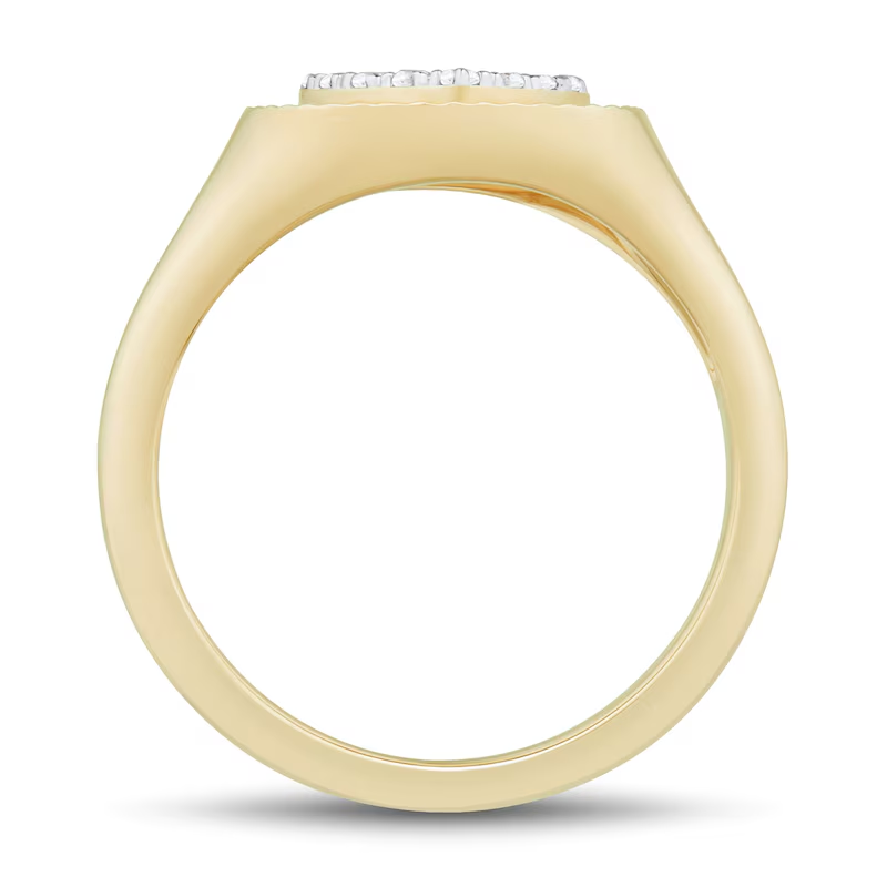 Anillo sello personalizado de oro blanco de 18 quilates con diamantes talla redonda y talla corazón de 1/10 ct, color I, claridad I2, pureza 3EX.-3