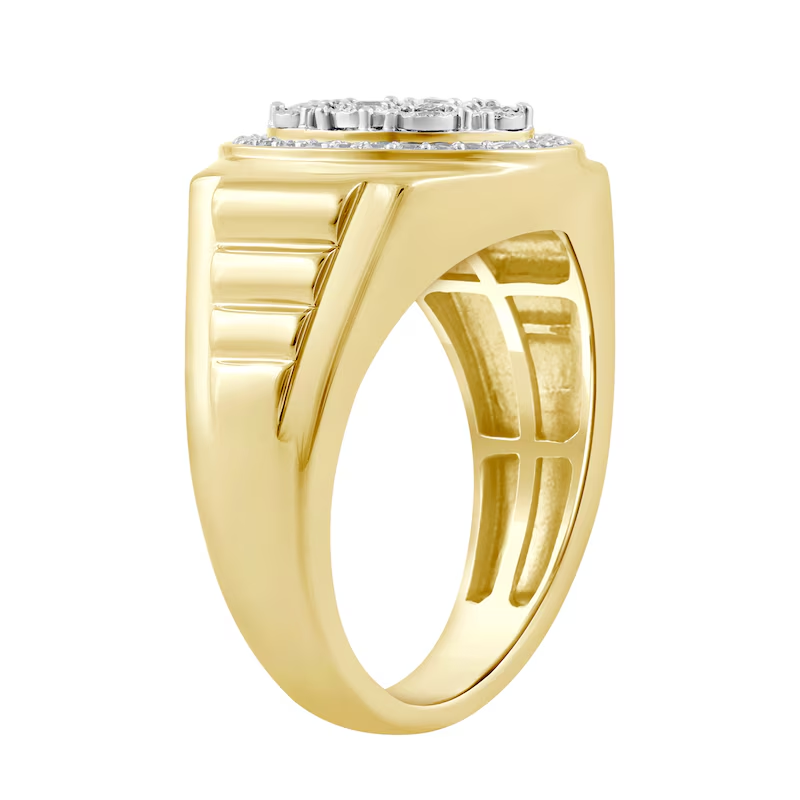 Anillo sello personalizado de oro rosa de 14 quilates con diamante talla redonda de 0,5 quilates, color I, claridad I2, pureza 3EX.-3