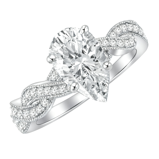 Anillo de compromiso personalizado con diamante de laboratorio talla pera de 1,5-3,5 CT en oro de 14 quilates, color D, pureza VVS2, certificado IGI.