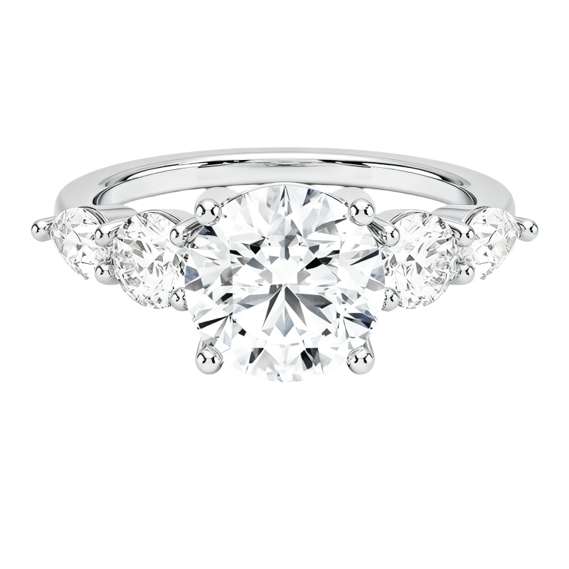 Verlobungsring aus 10-karätigem Weißgold mit 1,5–3,5 ct rundem, im Labor hergestelltem Diamanten (Farbe D, Reinheit VVS2, 3EX, IGI-zertifiziert).-16