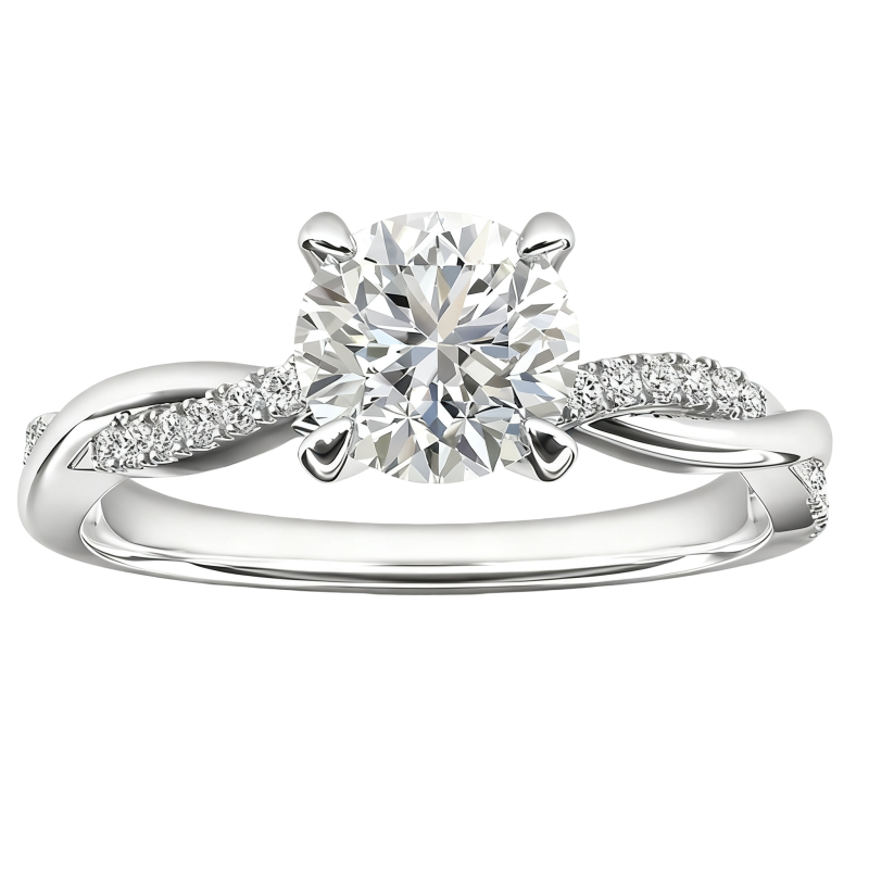Anillo de compromiso personalizado de platino con baño de oro blanco y diamante cultivado en laboratorio de talla redonda de 1,5 a 3,5 quilates.-1
