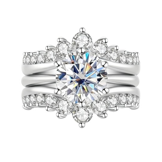 Anillo de compromiso personalizado de oro blanco de 10 quilates con diamante sintético redondo de 1,5-3,5 quilates, color D, claridad VVS2, certificado por IGI 3EX.