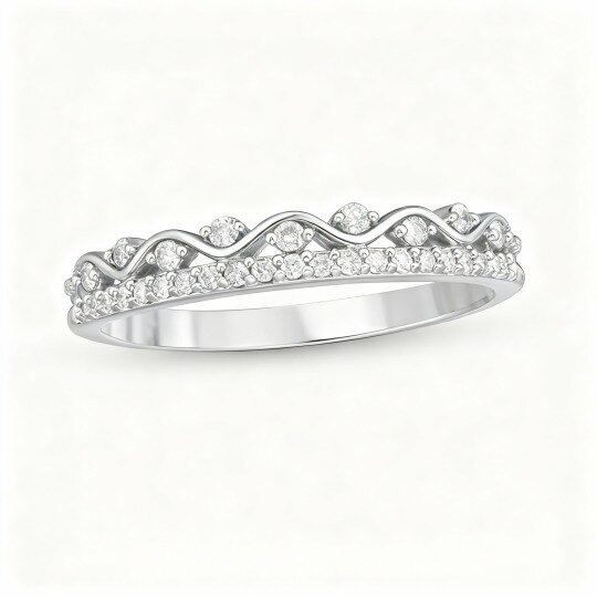 10K White Gold 1/5 CT Round Cut Diamond Custom Wedding Ring I Color I2 Clarity 3EX