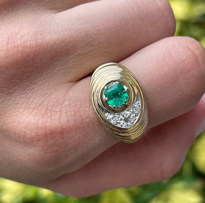 10K Roségold, 1,5 Karat Diamant im Asscher-Schliff und Smaragd, individueller Verlobungsring, Farbe H-I, Reinheit VS-SI, 3EX-2
